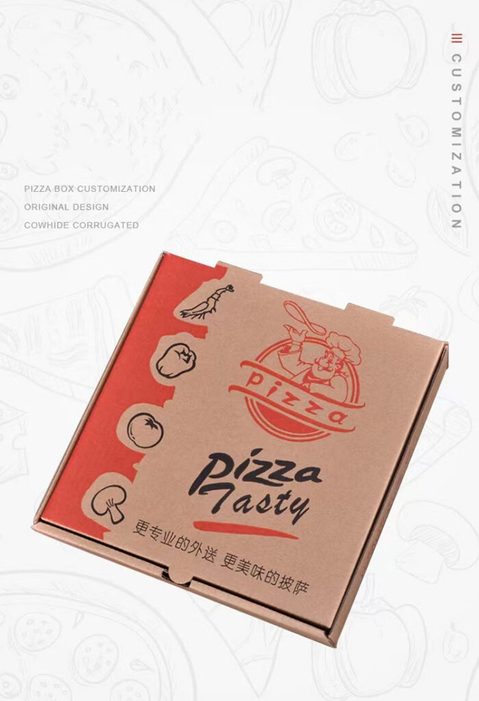 White Card Pizza Boxes with Two-Color Artwork