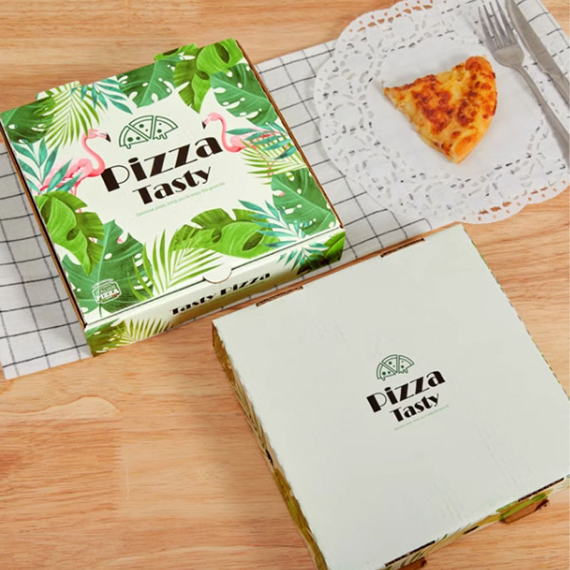 White Pizza Boxes with Illustrated Lids
