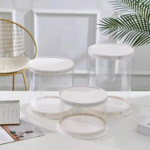 Clear Round Cake Boxes with White Lids