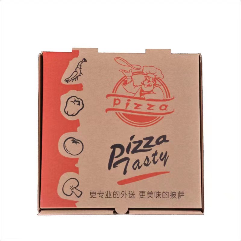 White Card Pizza Boxes with Two-Color Artwork