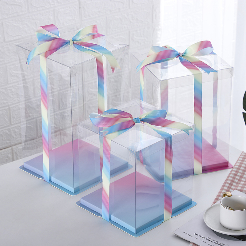 Tall Clear Cake Display Boxes with White Frames