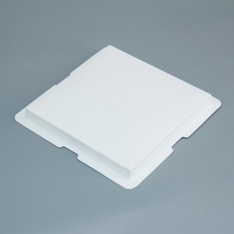 Structure and component detail for clear panel cake boxes with colored frames