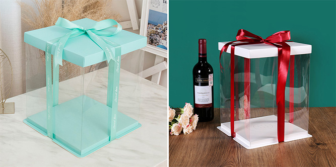 Tall Square Clear Gift Cake Boxes