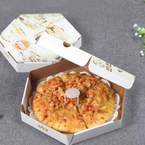 Hexagonal Pizza Boxes with White Printed Panels