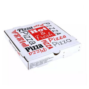 White Printed Pizza Boxes with Bold Typography