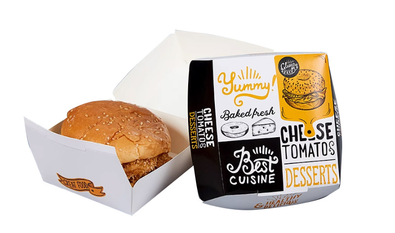 Red Printed Burger Boxes for Takeaway Menus