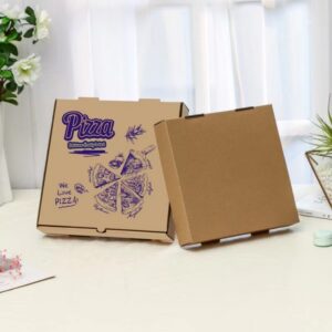 Purple-Print Kraft Pizza Takeaway Boxes