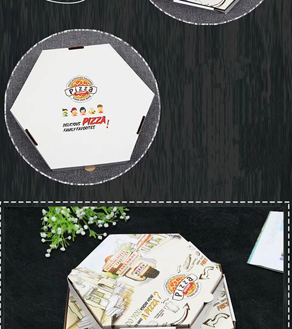 Hexagonal Pizza Boxes with White Printed Panels