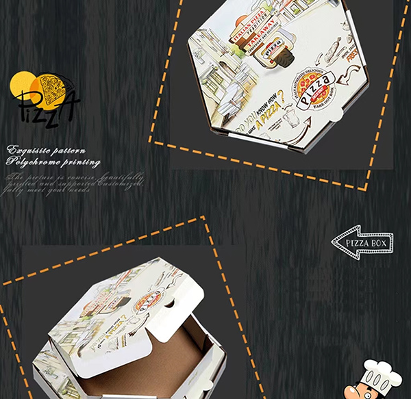 Hexagonal Pizza Boxes with White Printed Panels