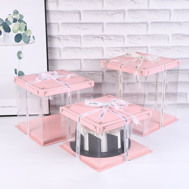 Tall Square Clear Gift Cake Boxes