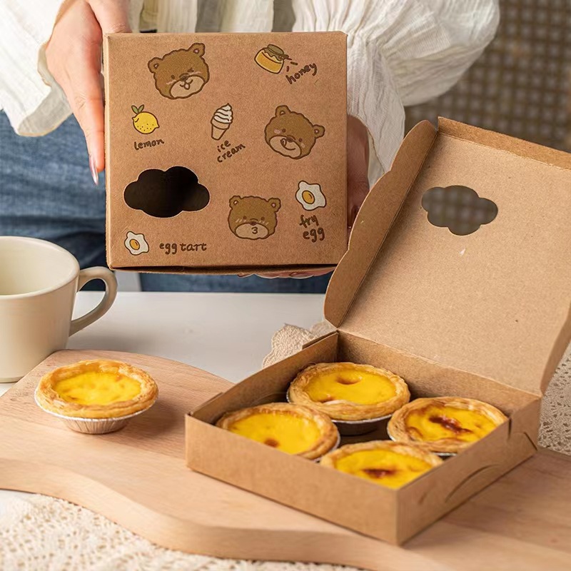 Kraft Egg Tart Boxes with Display Windows