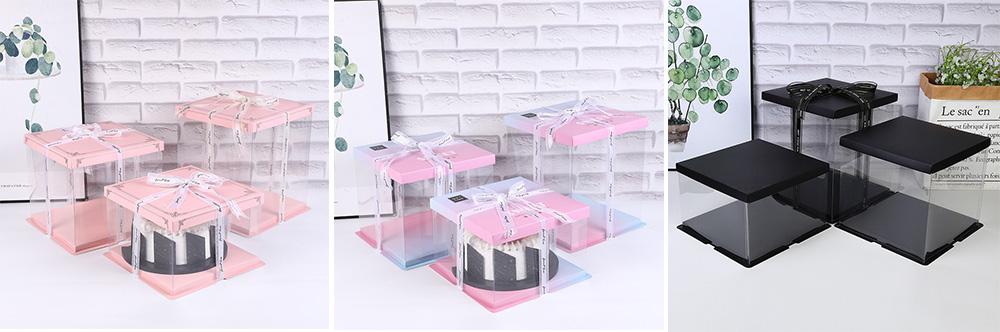 Tall Square Clear Gift Cake Boxes