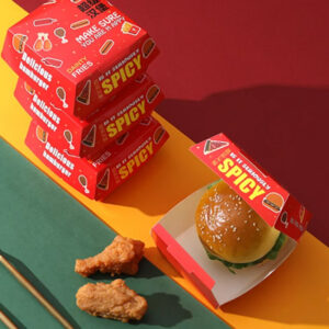 Red Printed Burger Boxes for Takeaway Menus