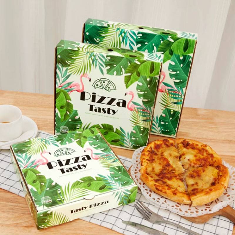 White Pizza Boxes with Illustrated Lids