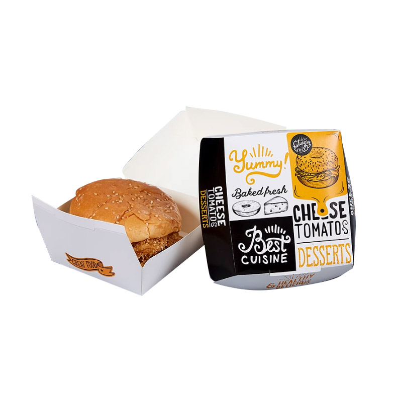 Red Printed Burger Boxes for Takeaway Menus