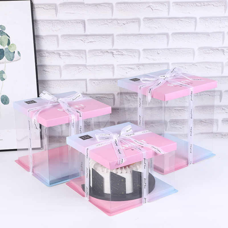 Tall Square Clear Gift Cake Boxes