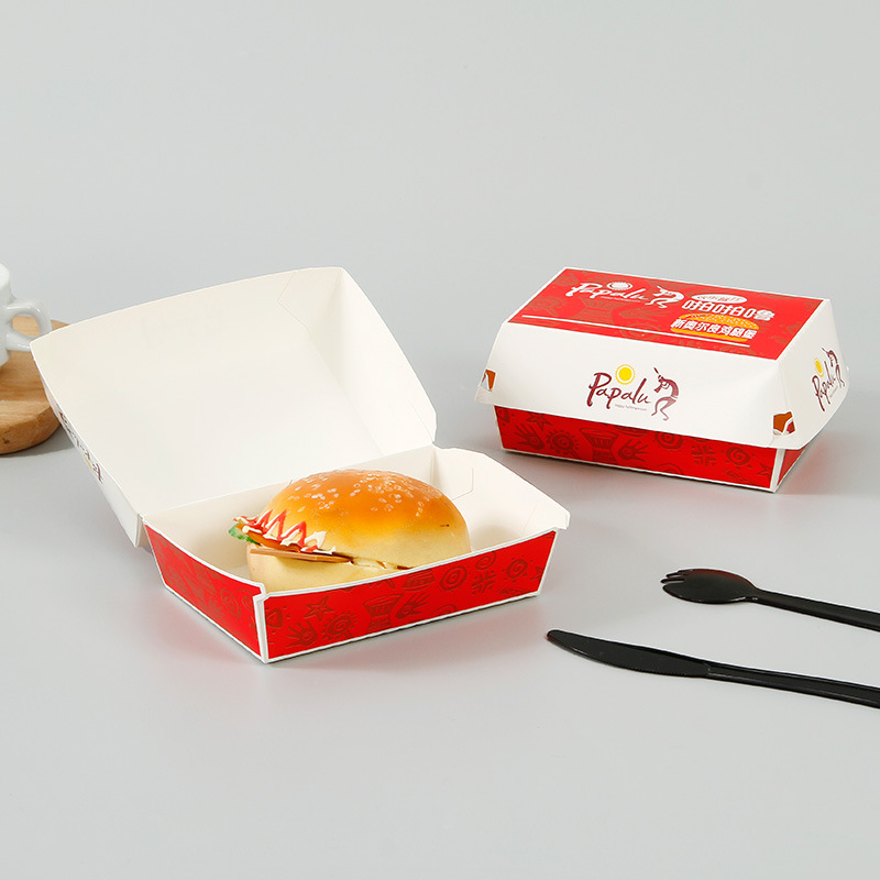 White and Red Burger Takeaway Boxes