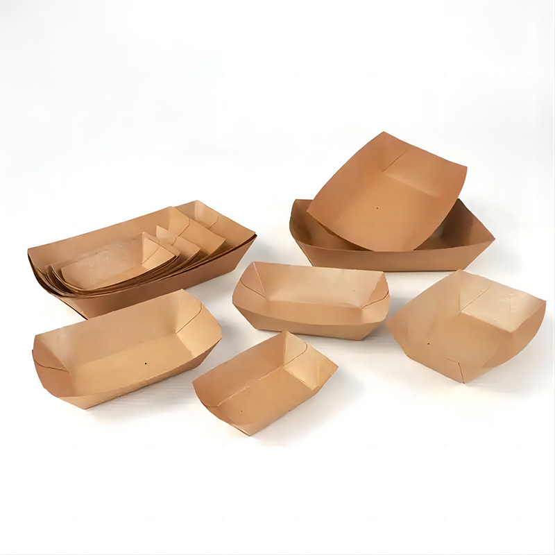 French Fry Packaging for Walking, Tables and Takeaway Open Kraft Snack Trays for Food Service