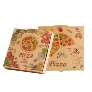 12-Inch Kraft Pizza Boxes with Food Illustrations