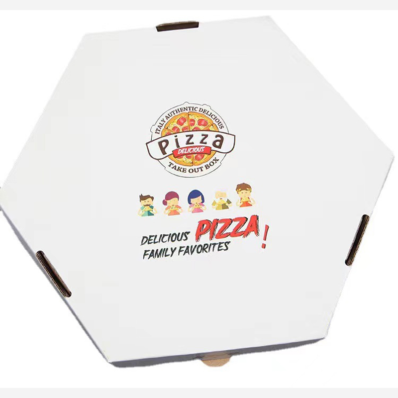 Hexagonal Pizza Boxes with White Printed Panels