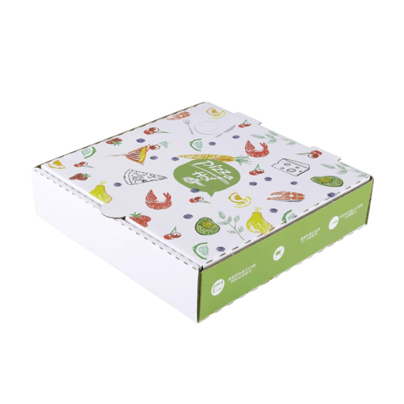 White Pizza Boxes with Illustrated Lids