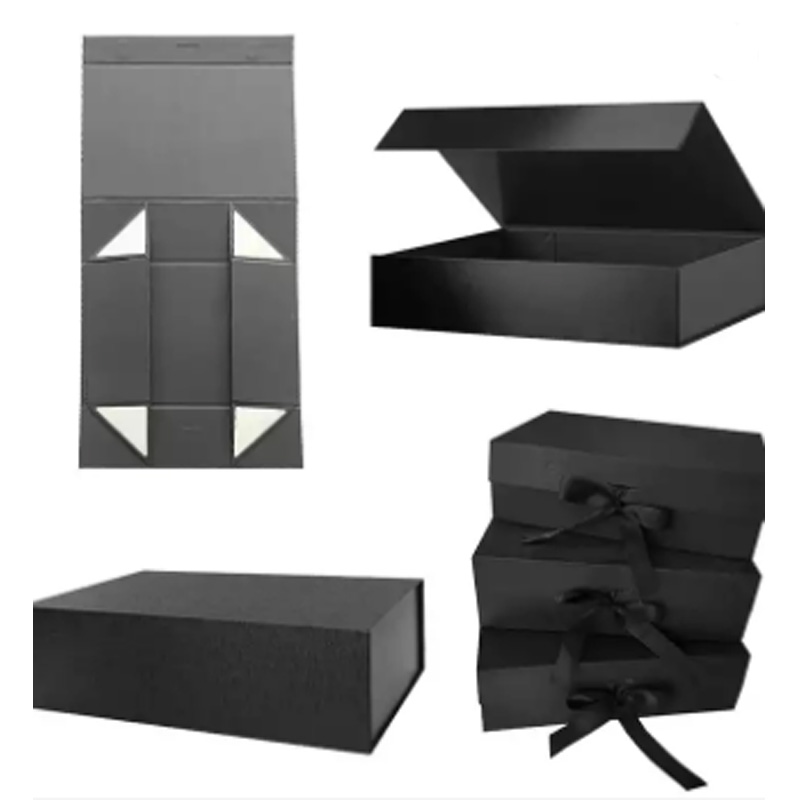 Black Magnetic Gift Boxes with Folding Bases