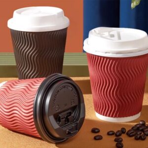 Ripple Wall Coffee Cups with Lids