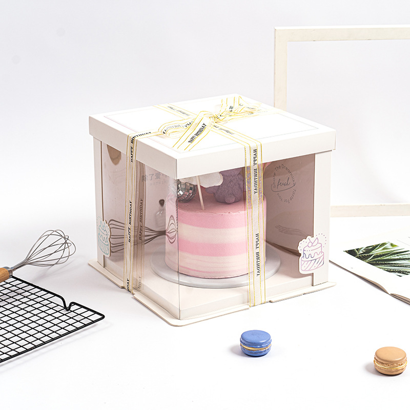 White Frame Cake Boxes with Clear Display Panels White Frame Cake Boxes with Clear Windows