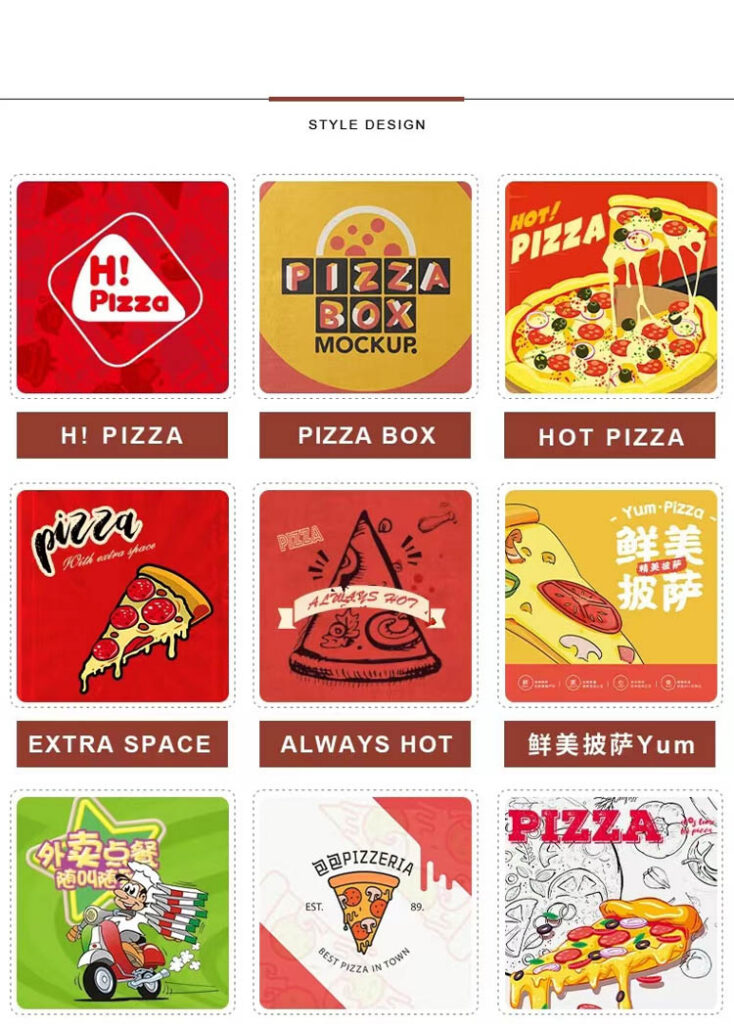 White Card Pizza Boxes with Two-Color Artwork
