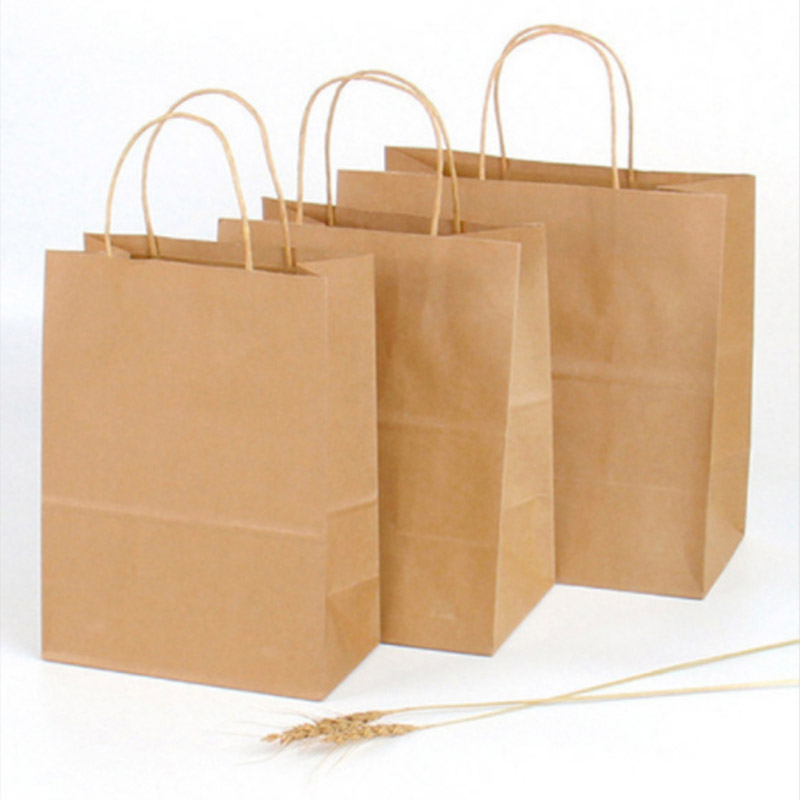 Custom Paper Bags Brown Kraft Carrier Bags with Paper Handles