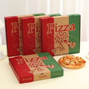 Red and Green Printed Corrugated Pizza Boxes