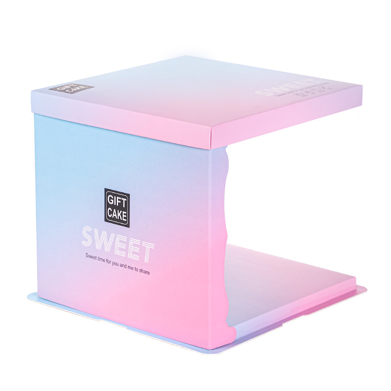 Gradient Cake Boxes with Clear Side Panels