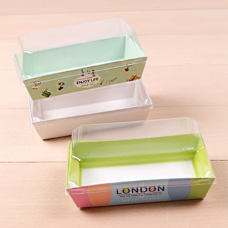 Rectangular Paper Dessert Trays with Clear Covers