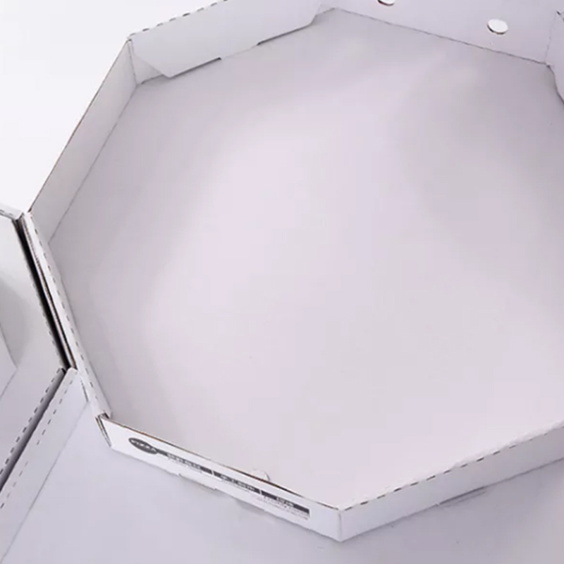 Octagonal White Pizza Boxes with Custom Graphics
