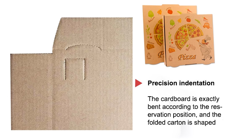 Structure and component detail for 12-inch kraft pizza boxes with food illustrations