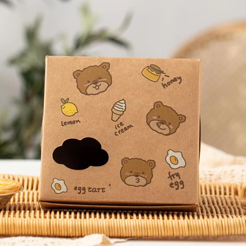 Kraft Egg Tart Boxes with Display Windows