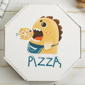 Octagonal White Pizza Boxes with Custom Graphics