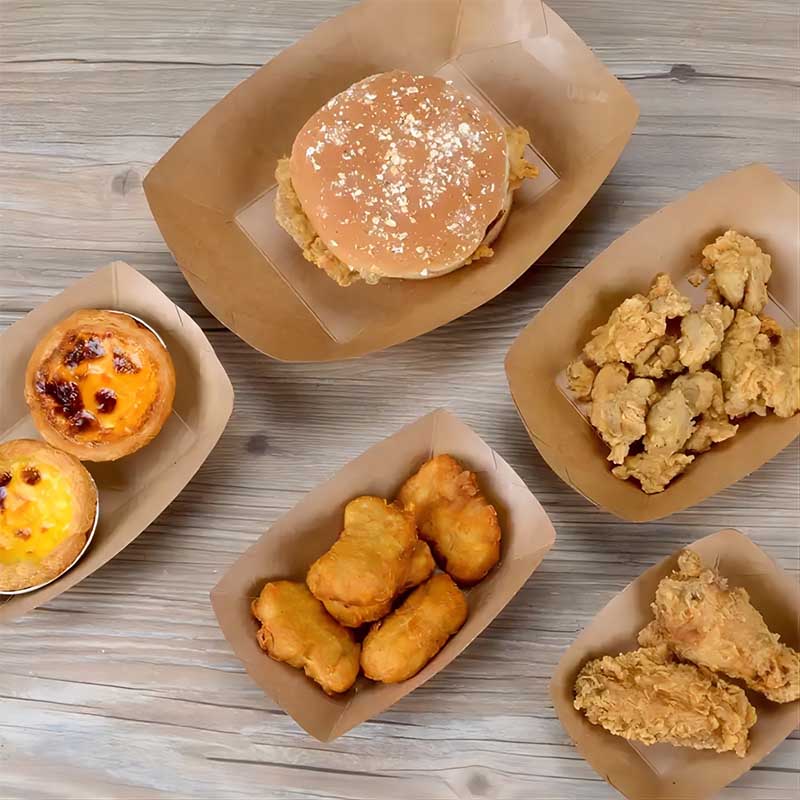 Open Kraft Snack Trays for Food Service