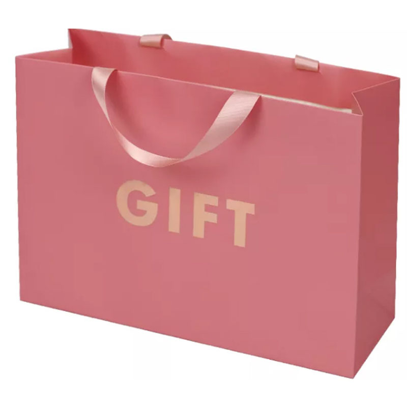 Custom Flower Packaging Paper Gift Bags with Ribbon Handles
