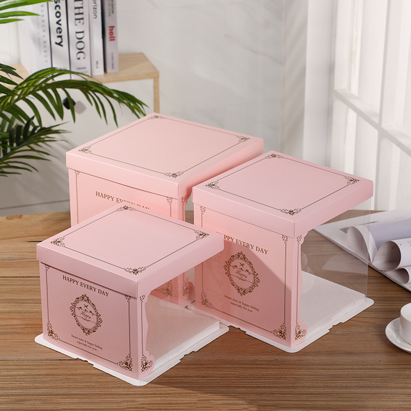 Clear Panel Cake Boxes with Colored Frames